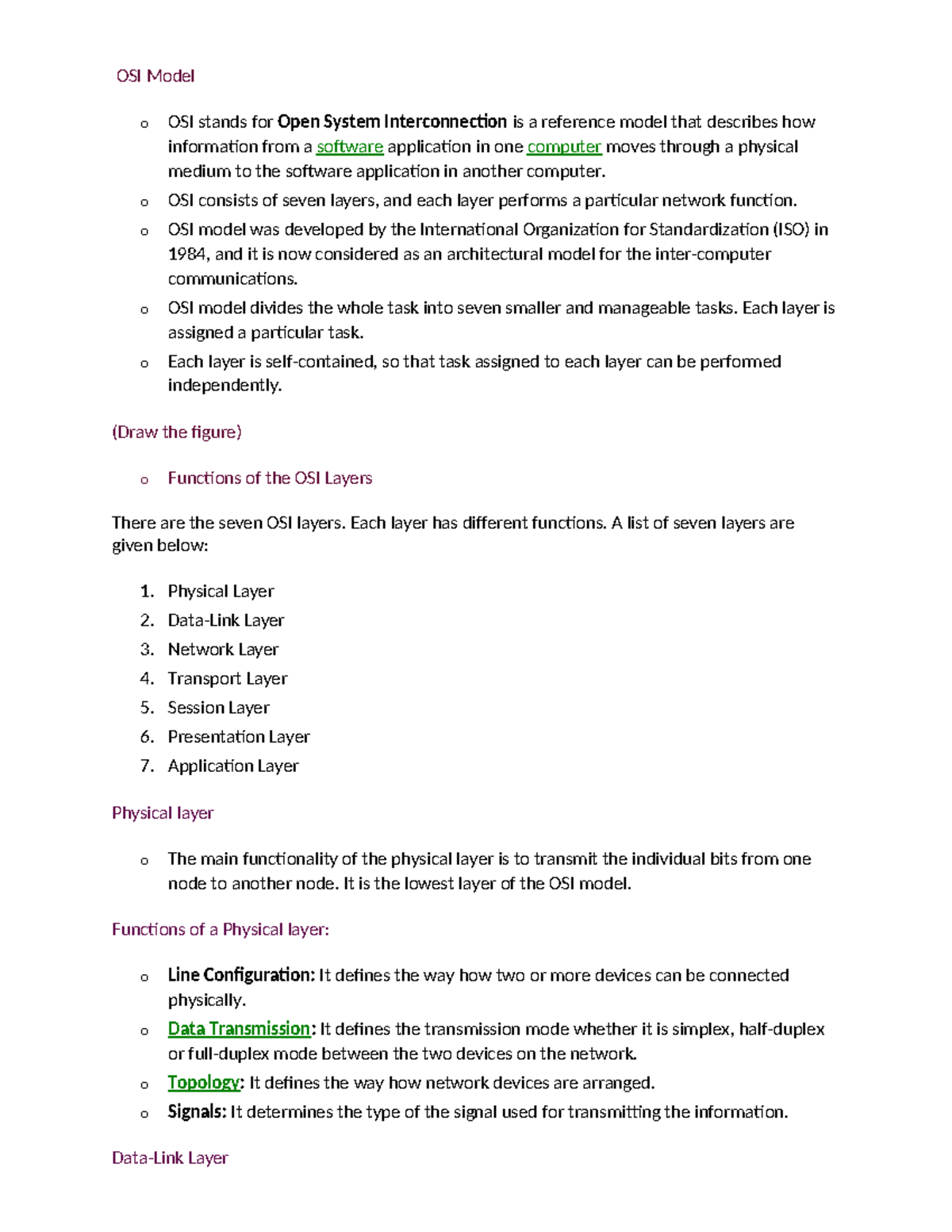 OSI Model - OSI Model o OSI stands for Open System Interconnection is a ...