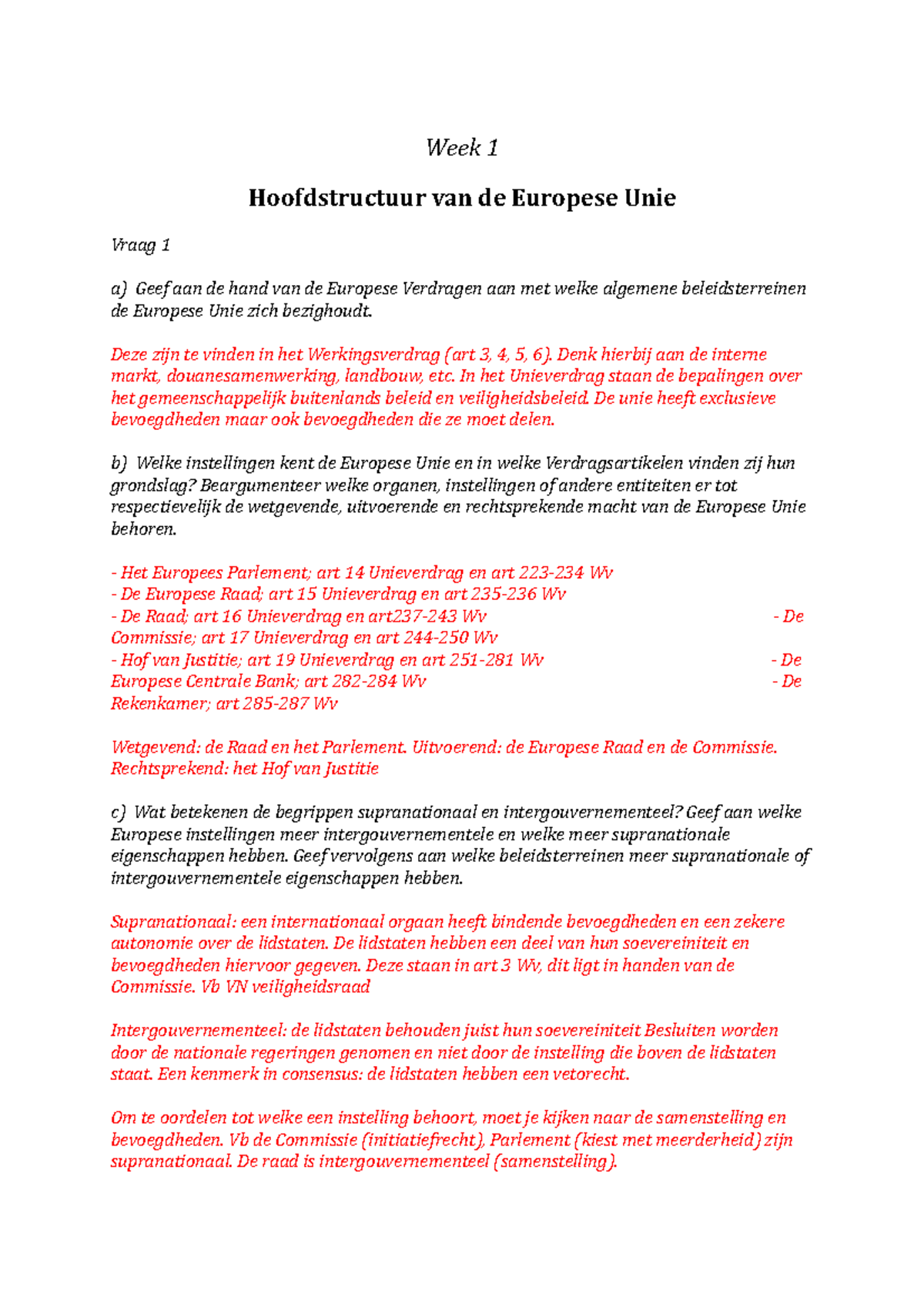 Kernvak Internationaal En Europees Recht II Werkgroepopdrachten ...