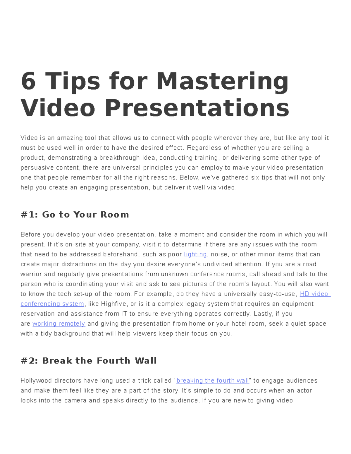 6 Tips for Mastering Video Presentations - Regardless of whether you ...