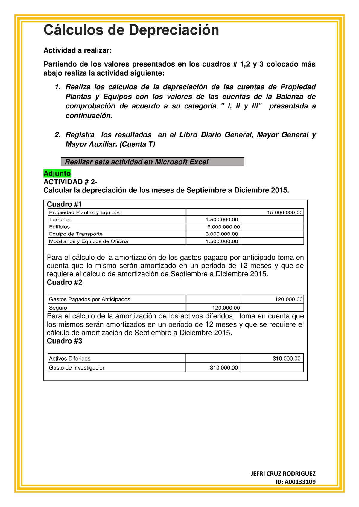 CRUZ- Jefri- Calculo DE Depreciacion - Cálculos De Depreciación JEFRI ...