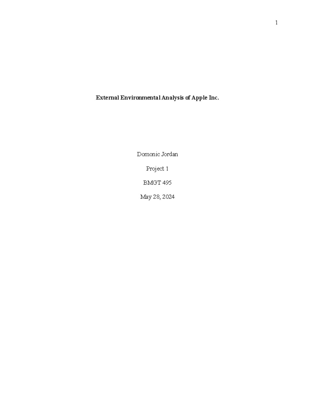 Project 1-Jordan - External Environmental Analysis of Apple Inc ...