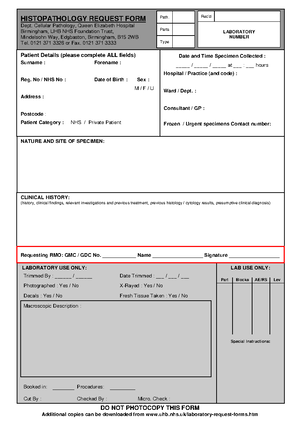 Gp laboratory request histopathology general - DO NOT PHOTOCOPY THIS ...