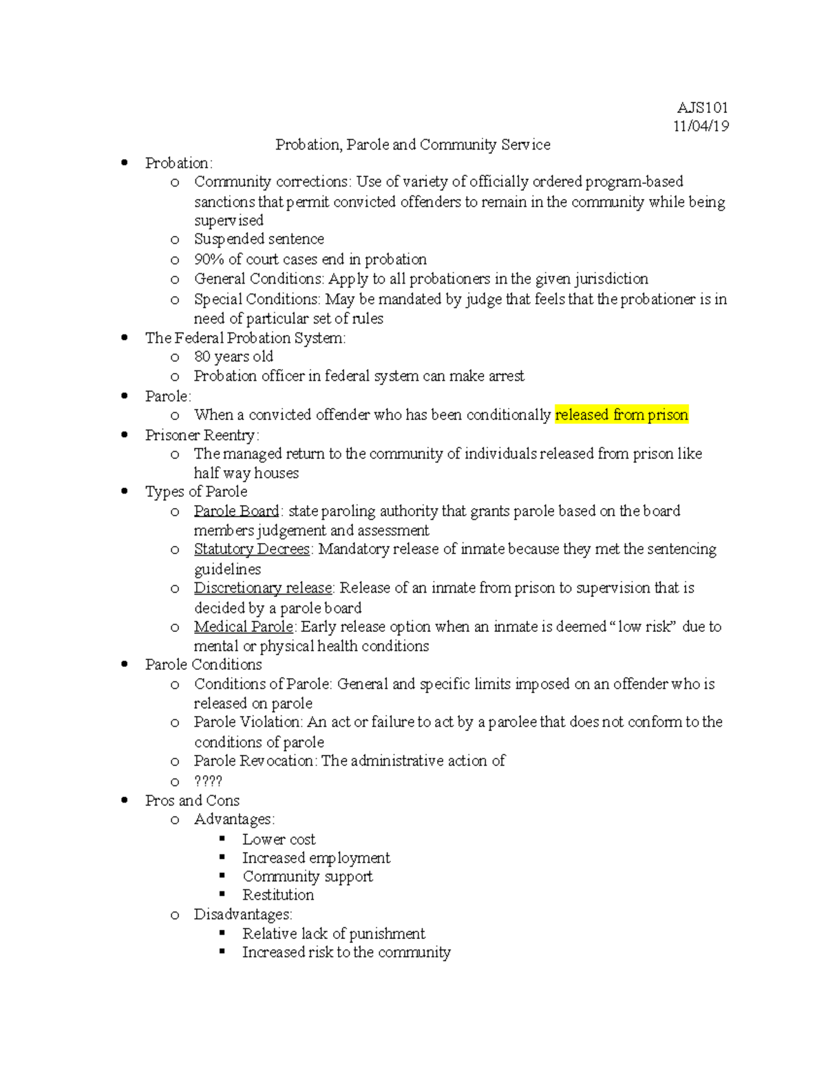 Probation Parole And Prison Jail - AJS 11/04/ Probation, Parole And ...