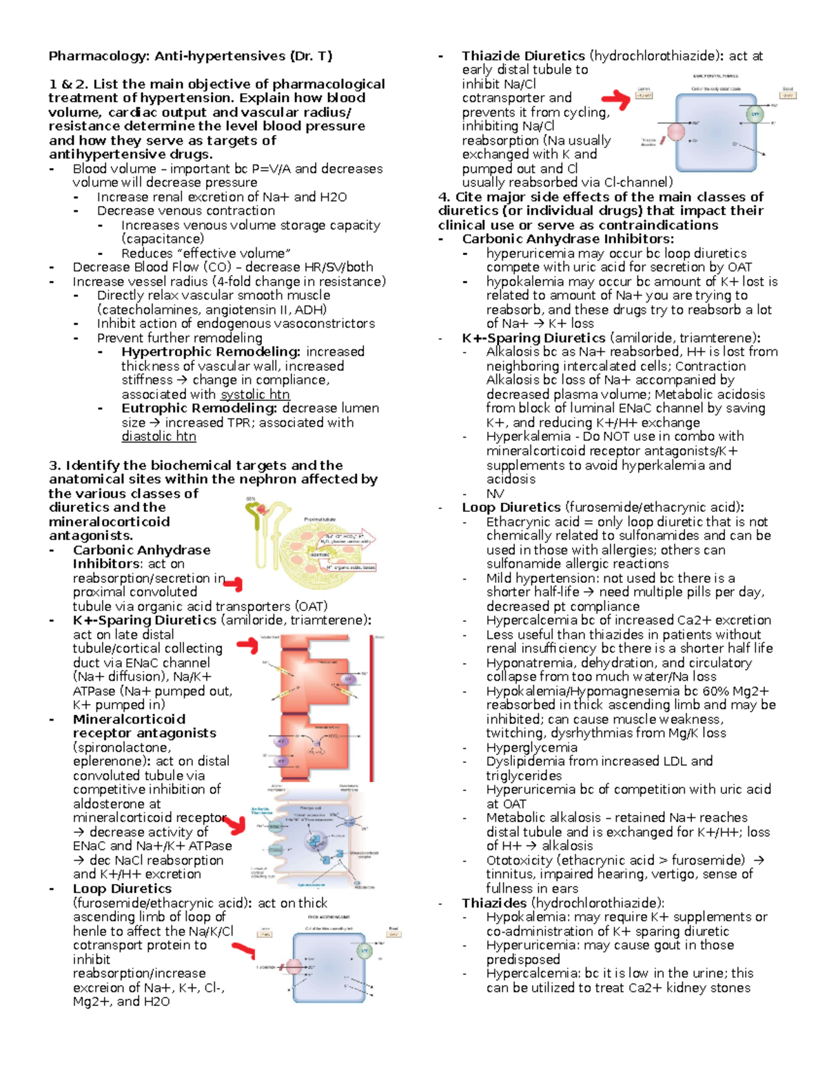 Pharmacology - Antihypertensives (Dr. T) - Pharmacology: Anti ...