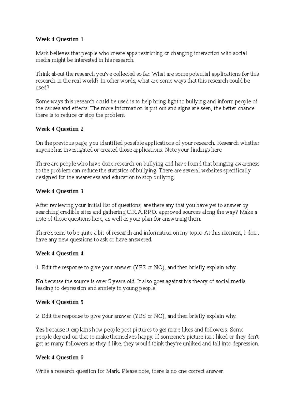 Wendy Morningstar SCS 200 Applied Social Sciences-4 - Week 4 Question 1 ...