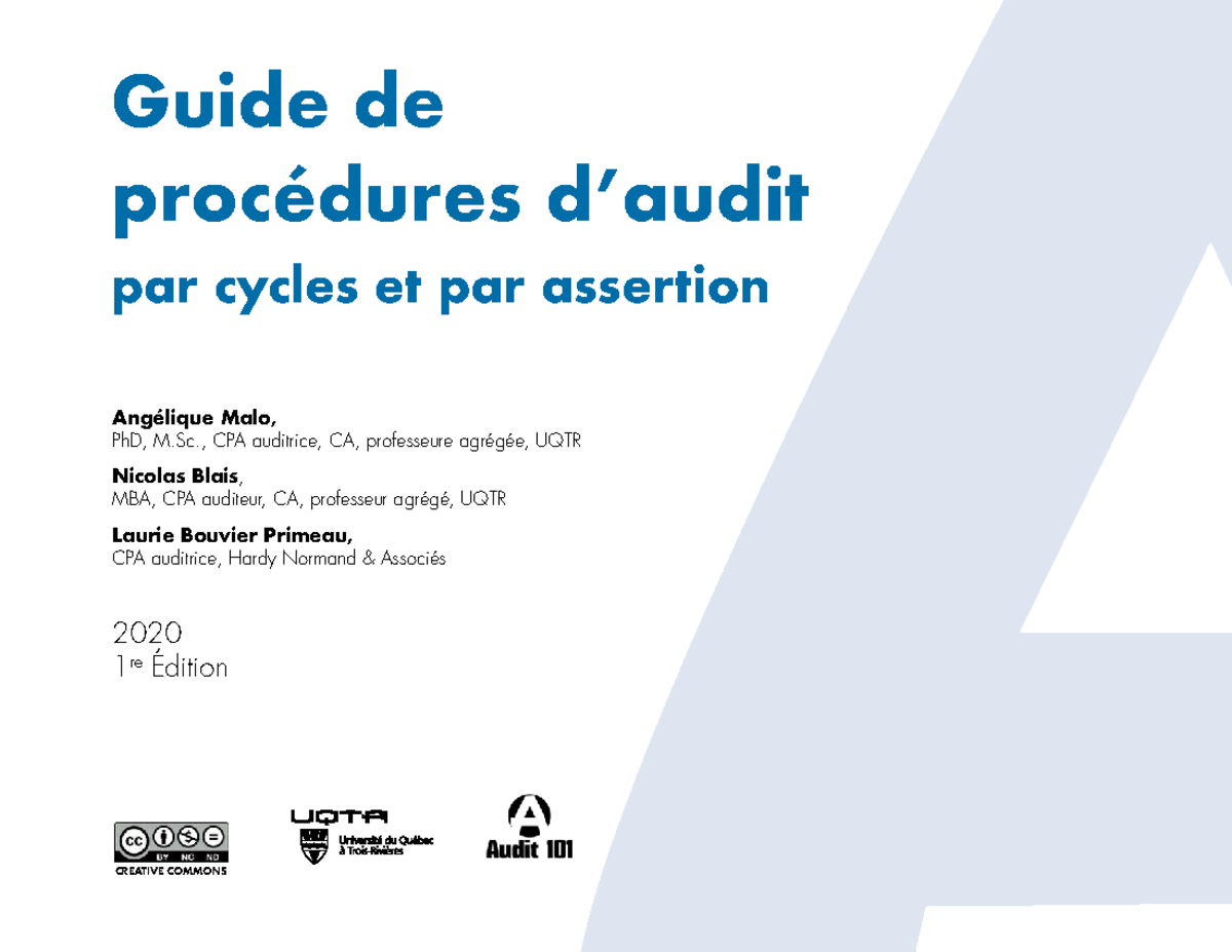 Guide d'audit CPA Canadien - Guide de procédures d’audit par cycles et ...