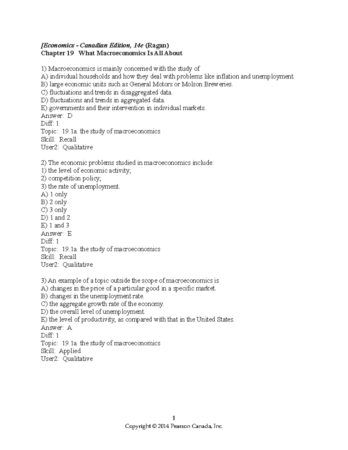 Exam chapter 19 2017, questions and answers - [Economics - Canadian ...
