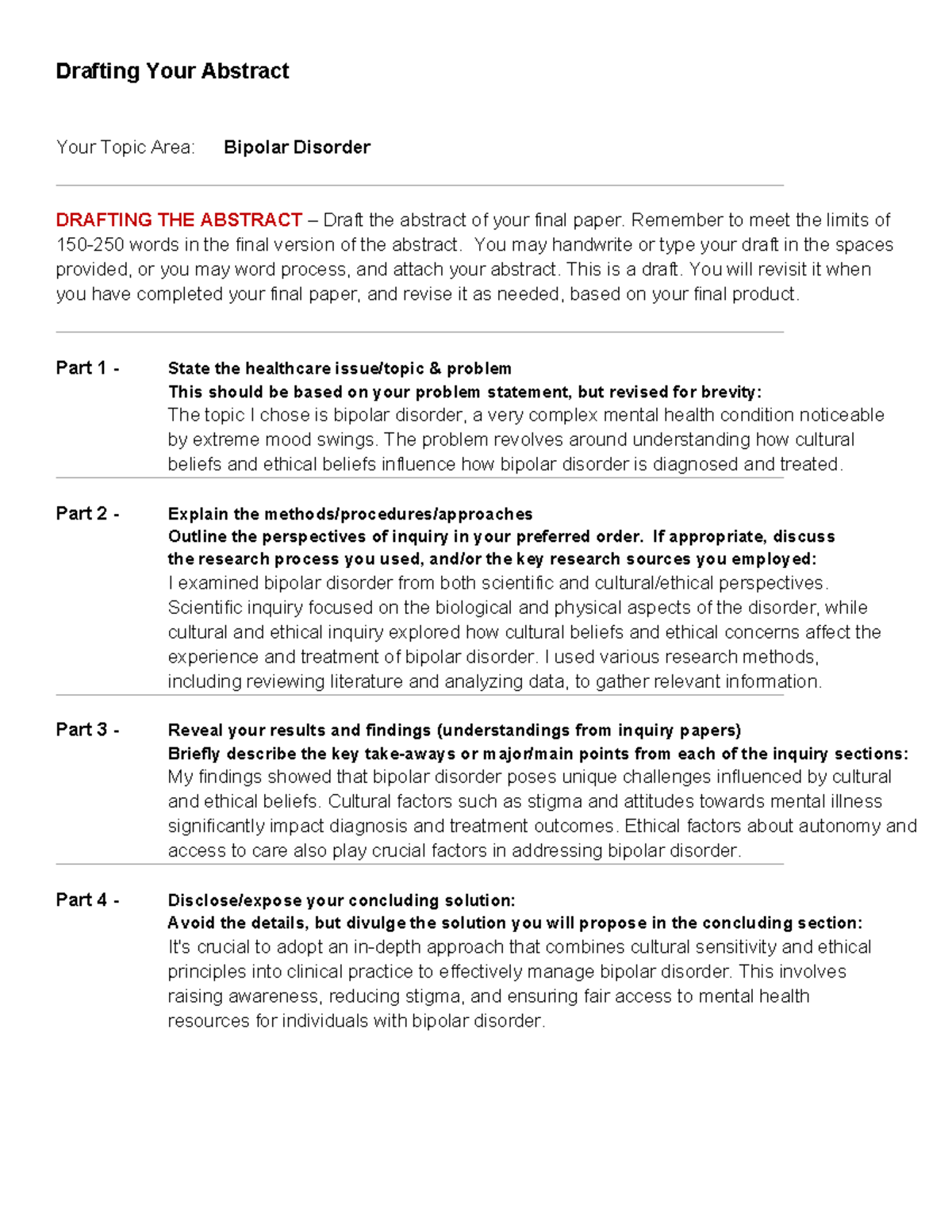 Drafting Your Abstract - Drafting Your Abstract Your Topic Area ...