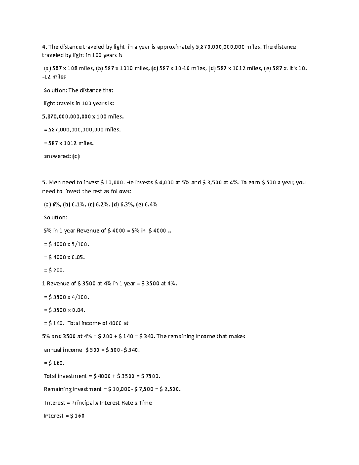 CH2 - Solving problems with solutions - The distance traveled by light ...