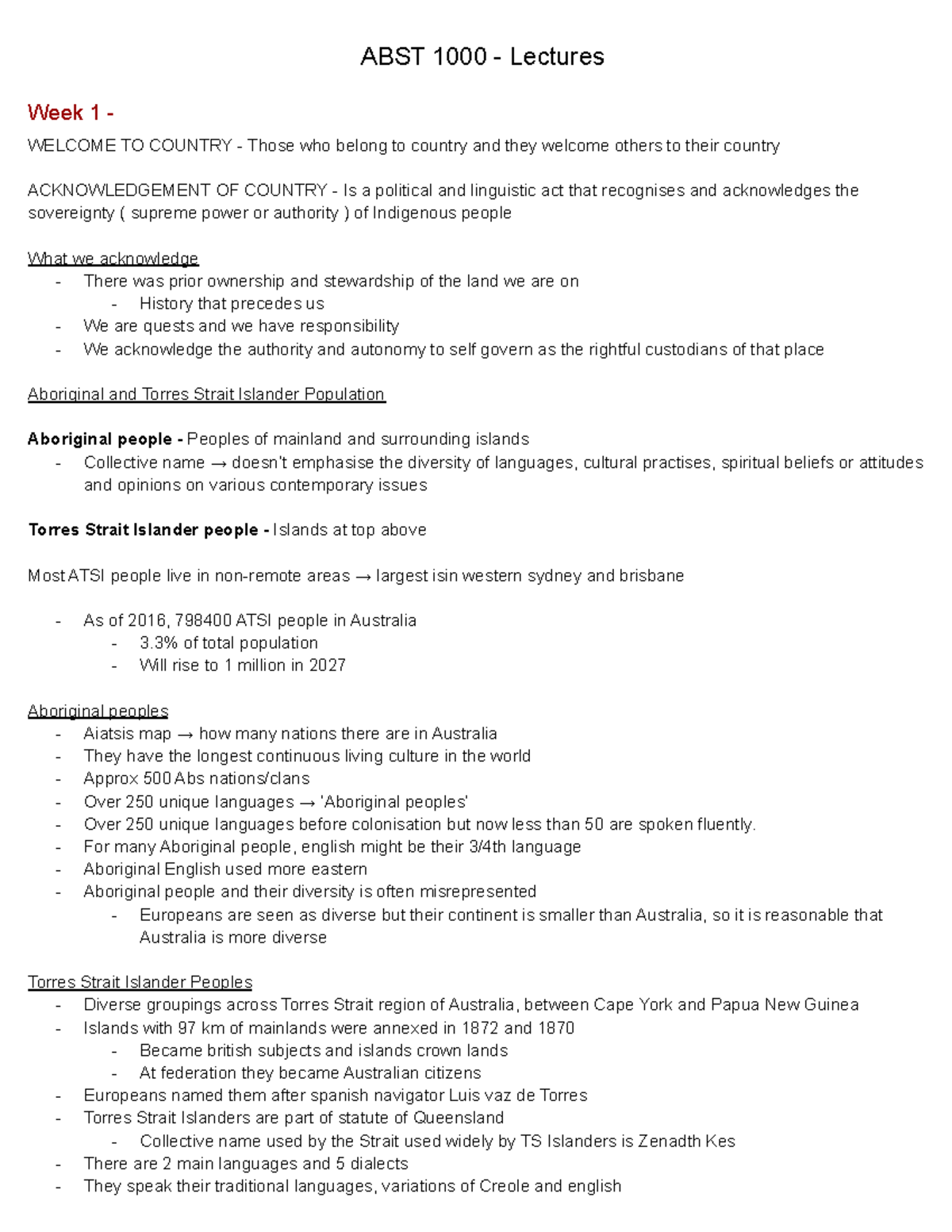 ABST 1000 - Lectures - WK 1,2,3 - ABST 1000 - Lectures Week 1 - WELCOME ...