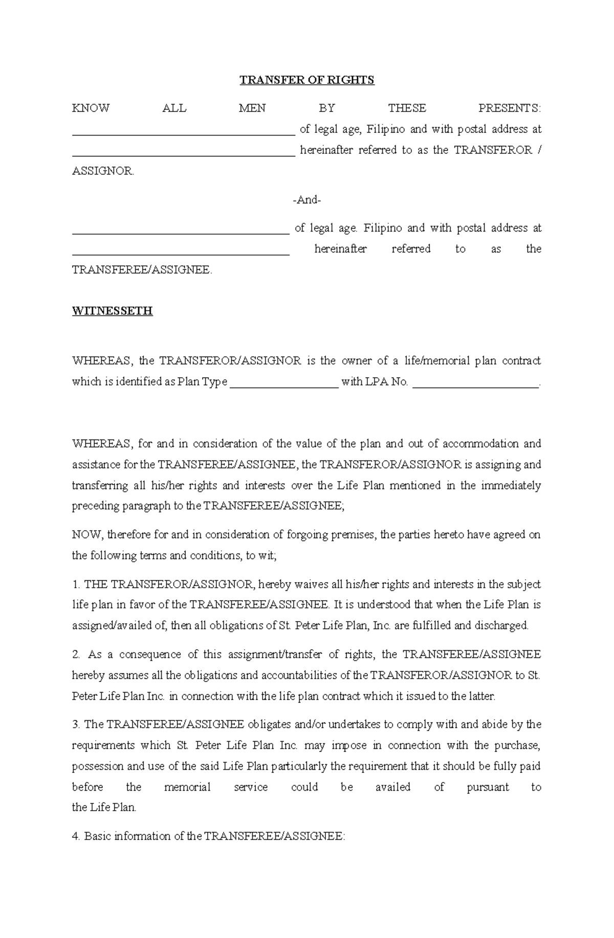 Transfer OF Rights - A lecture - TRANSFER OF RIGHTS KNOW ALL MEN BY ...