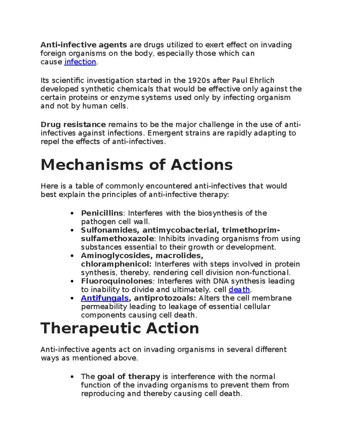 Anti-infective - lam - Anti-infective agents are drugs utilized to ...