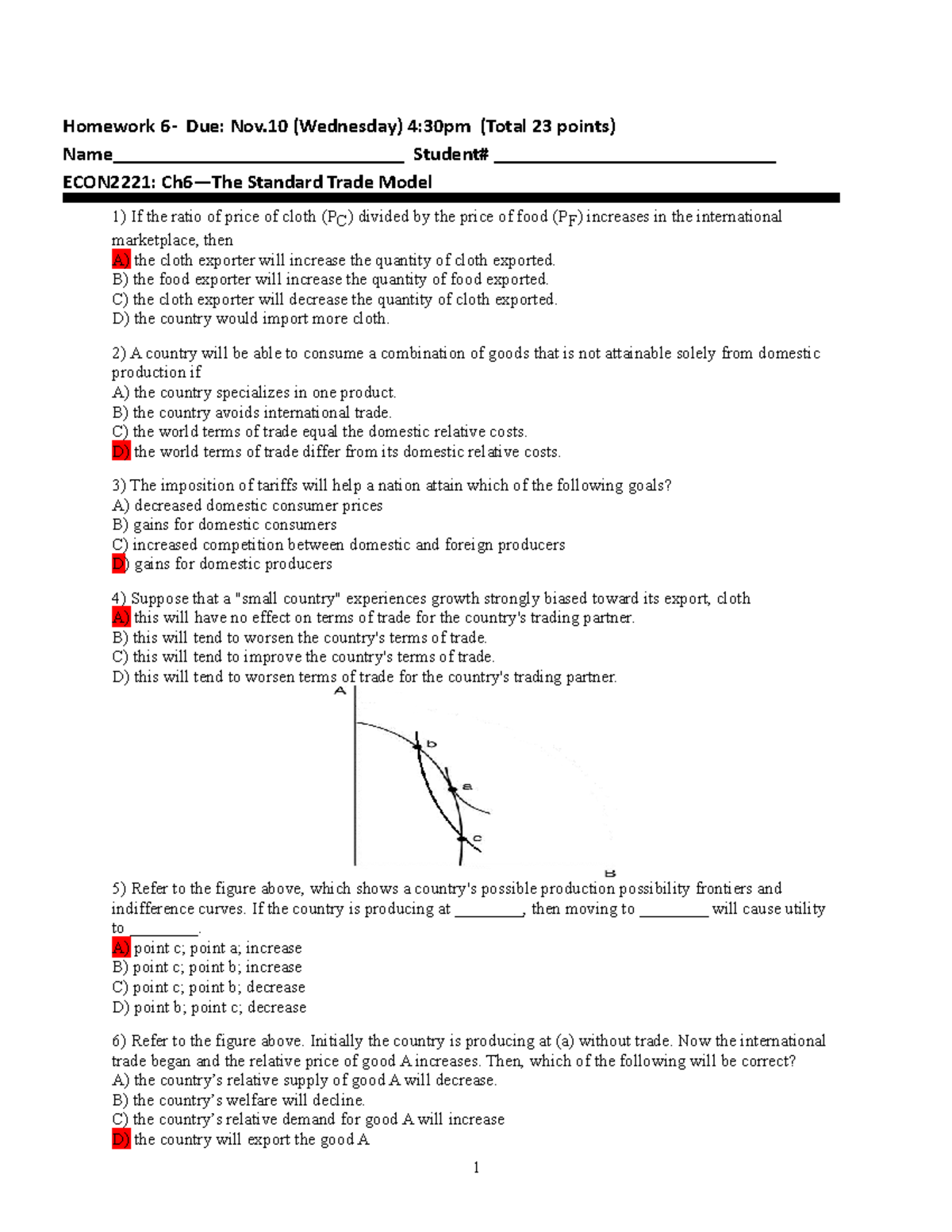 HW Ch6 (A) - homework 6 answers - Homework 6- Due: Nov (Wednesday) 4 ...