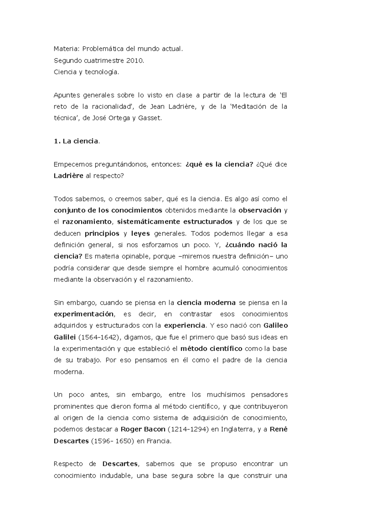 1bis.Texto de apoyo para leer a Ladrière (y a Ortega) Materia