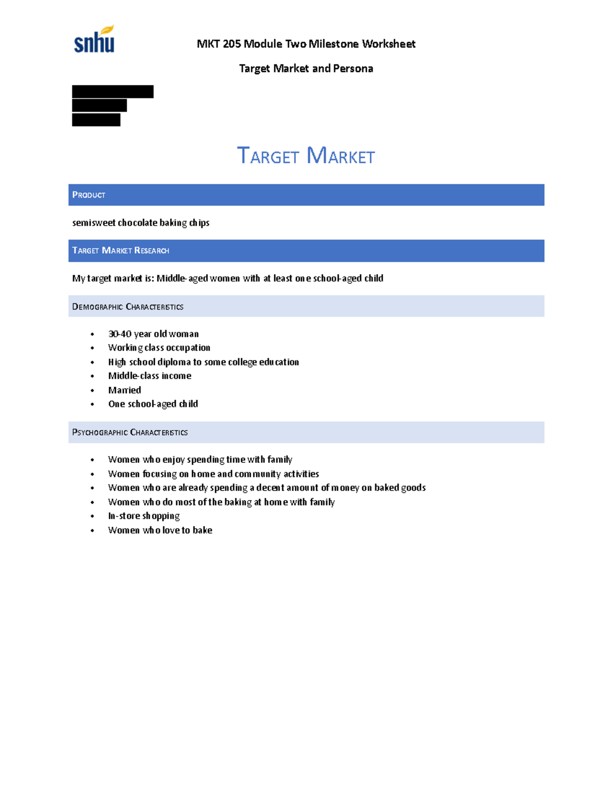 MKT205 Module Two Milestone - MARITAL STATUS She Is Married With One ...