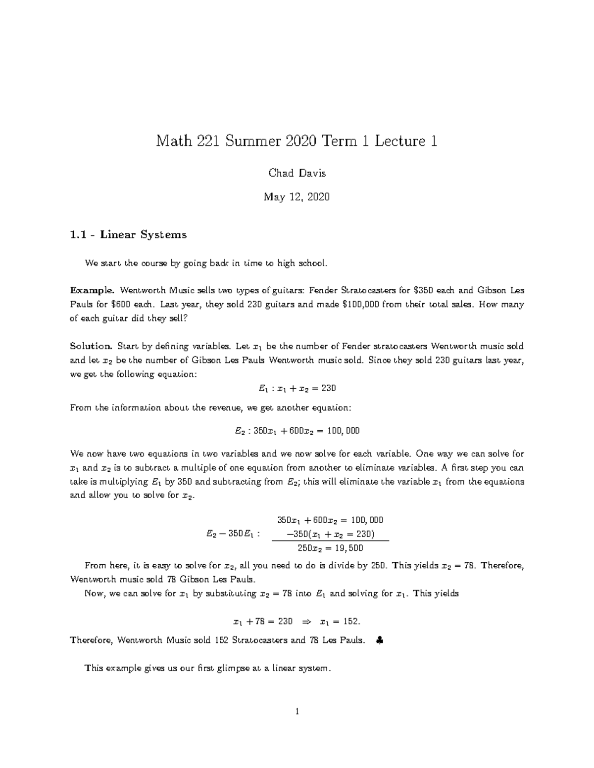 Math 221 S20 T1 Lecture 1 - Math 221 Summer 2020 Term 1 Lecture 1 Chad ...