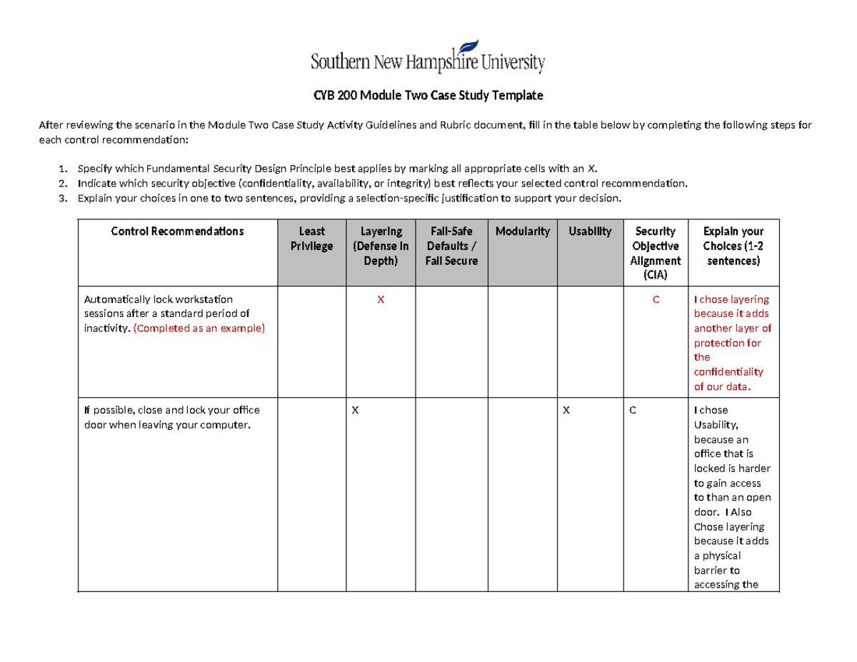 CYB 200 Module Two Case Study - Specify which Fundamental Security ...