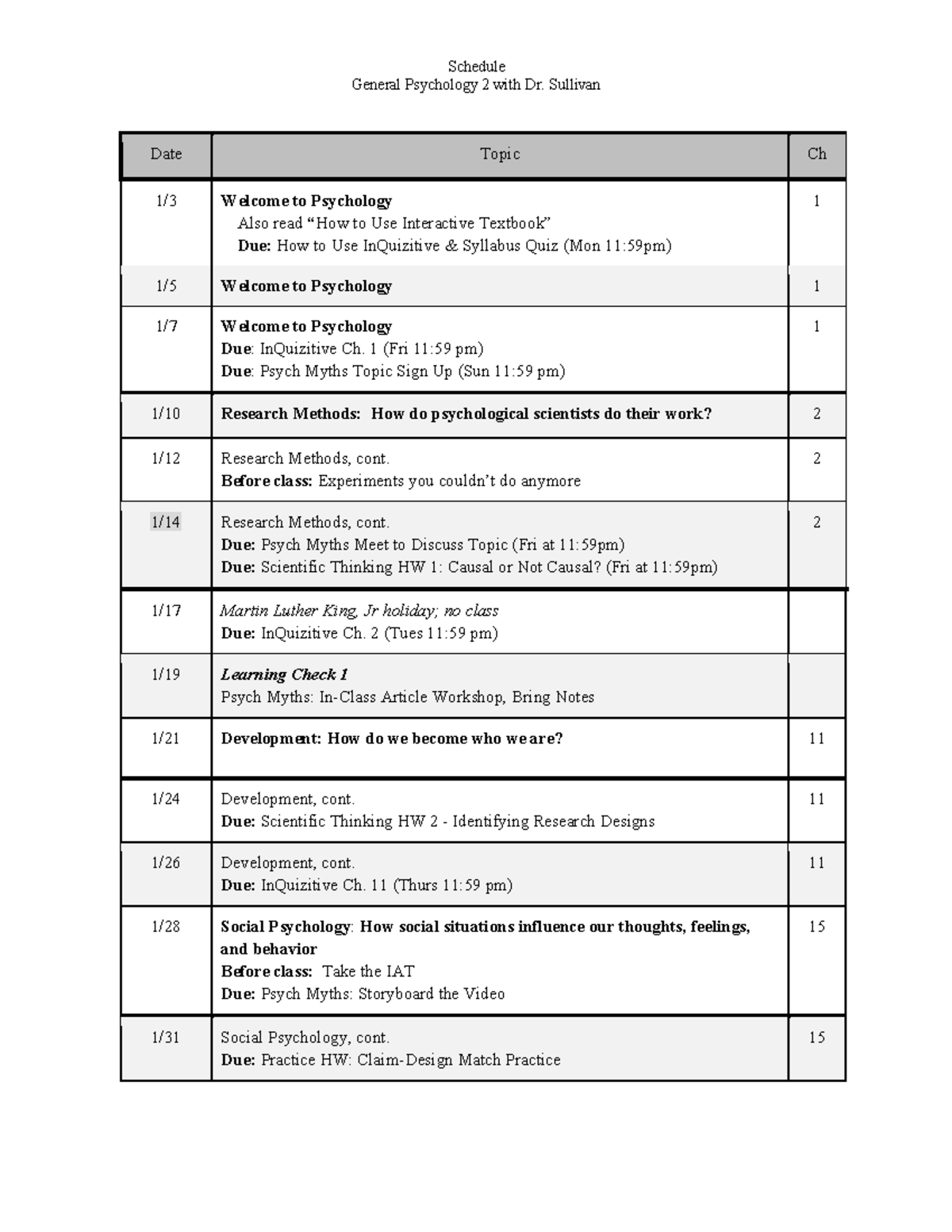 Schedule winter 2022 general psychology 2 with dr sullivanschedule 