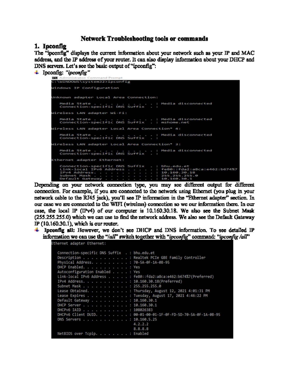 1. Network Troubleshooting Tools - System and Network administration ...