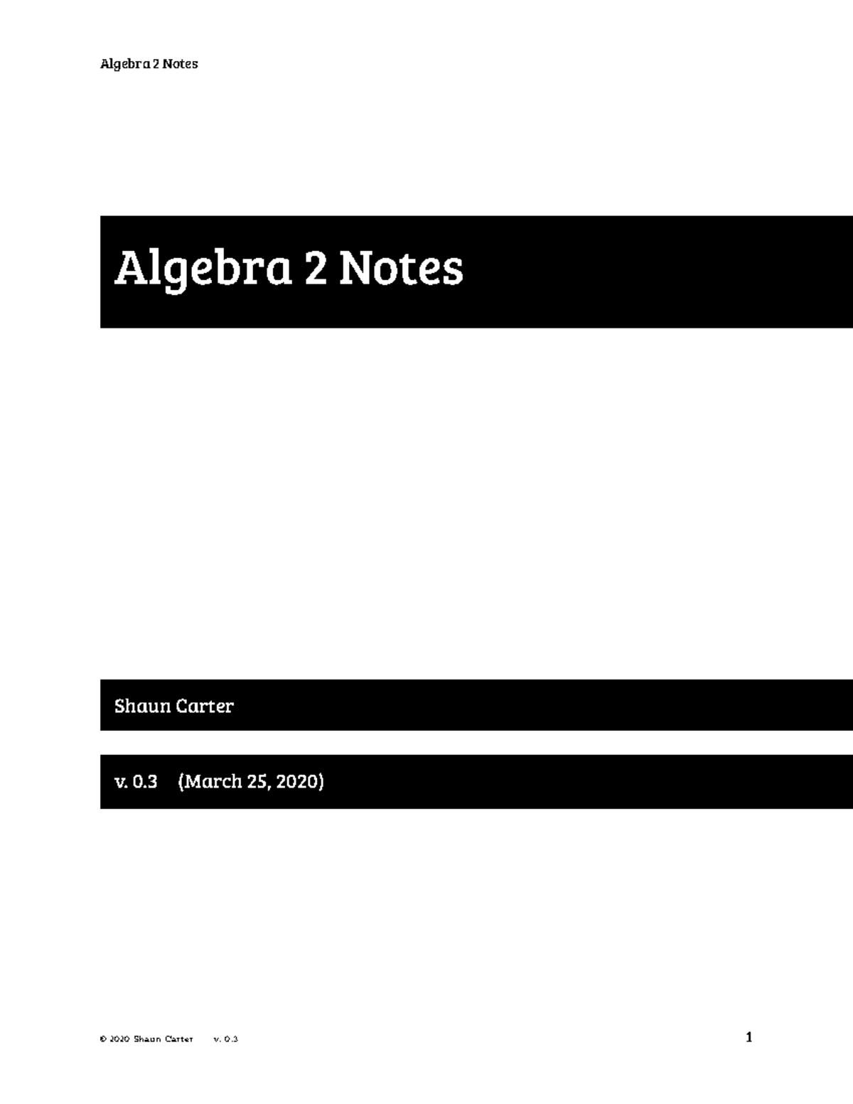 Algebra 2notes - Algebra 2 Notes Algebra 2 Notes Answer Key Shaun ...