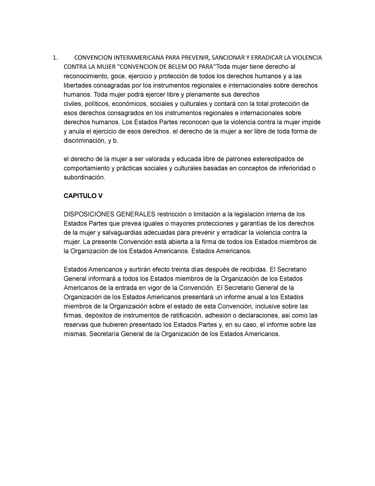 Convencion Interamericana PARA Prevenir - 1. CONVENCION INTERAMERICANA ...