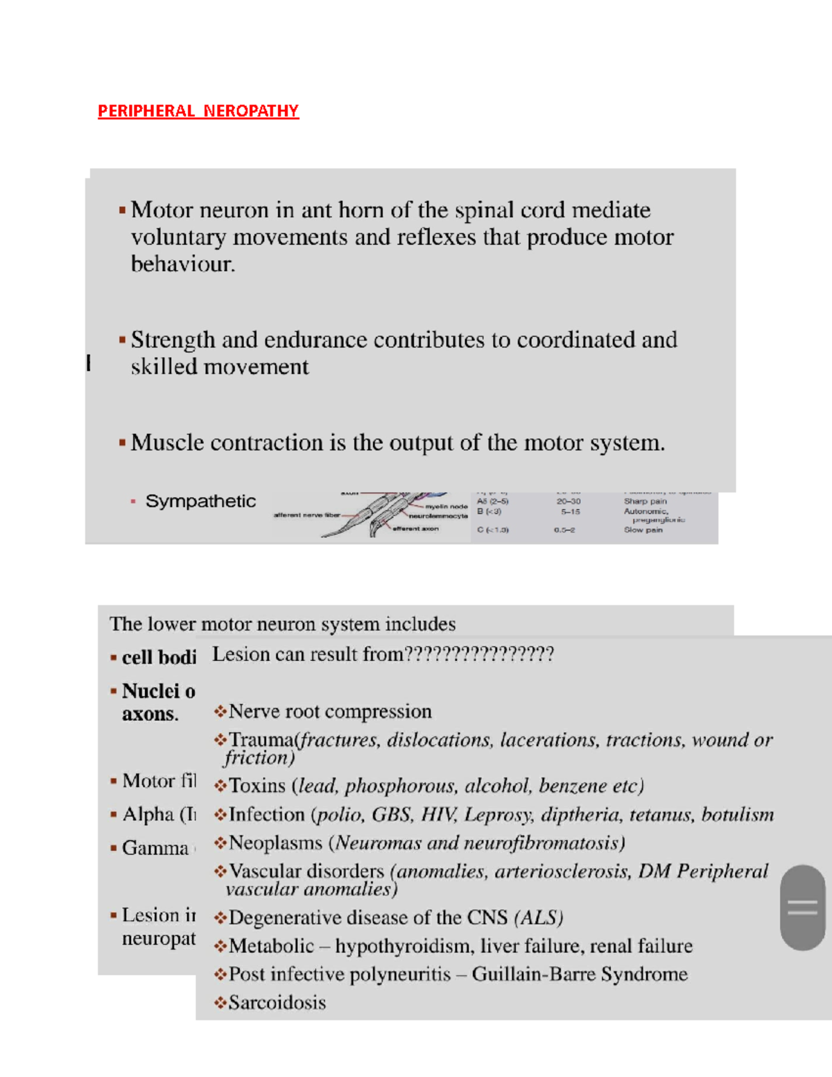 2. Peripheral neuropathy Occupational Therapy PERIPHERAL NEROPATHY