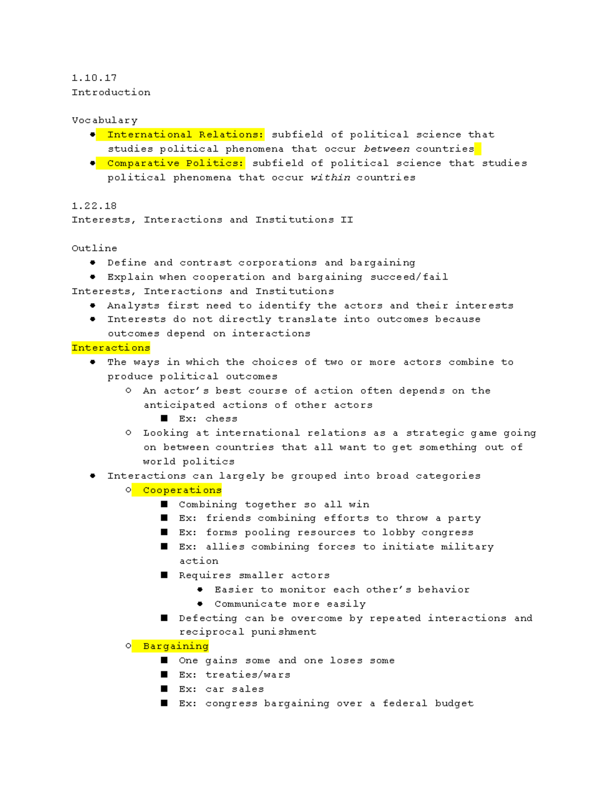PS 230 Exam 1 class notes 1.10 Introduction Vocabulary