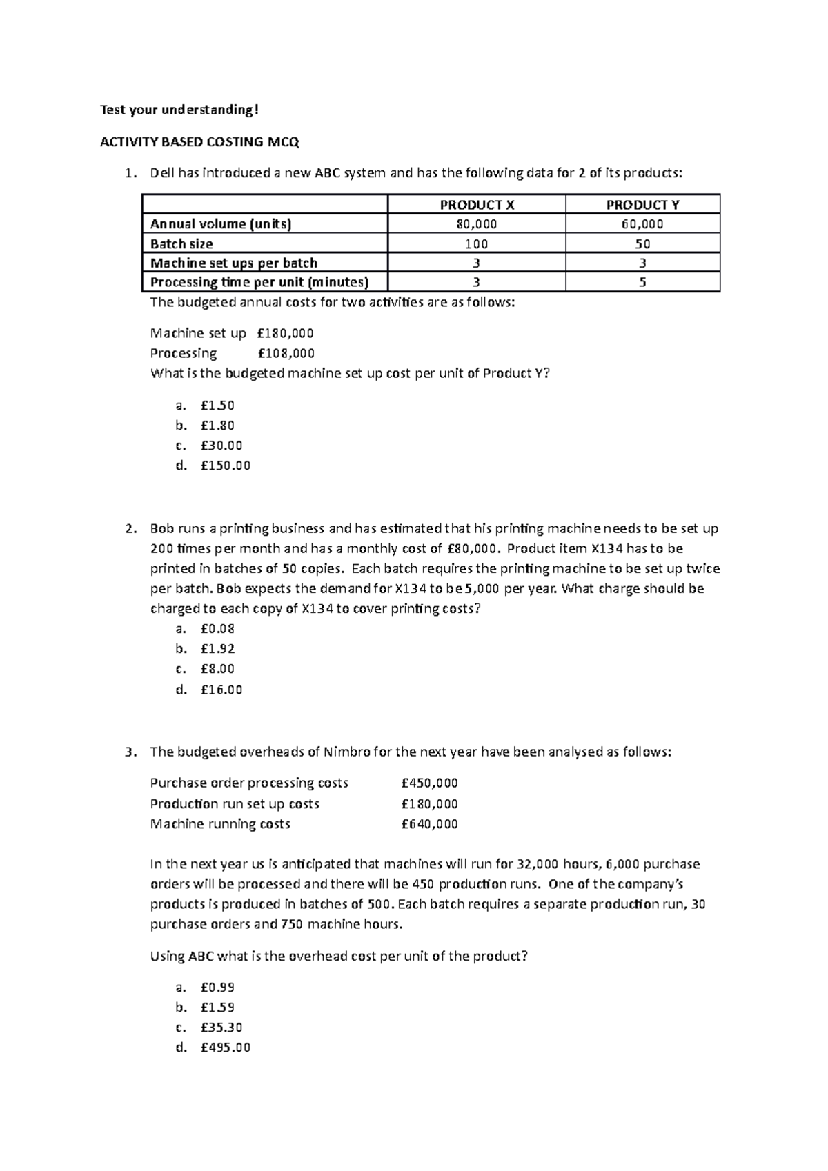 Test your understanding ABC questions - BF2224 - Aston - Studocu