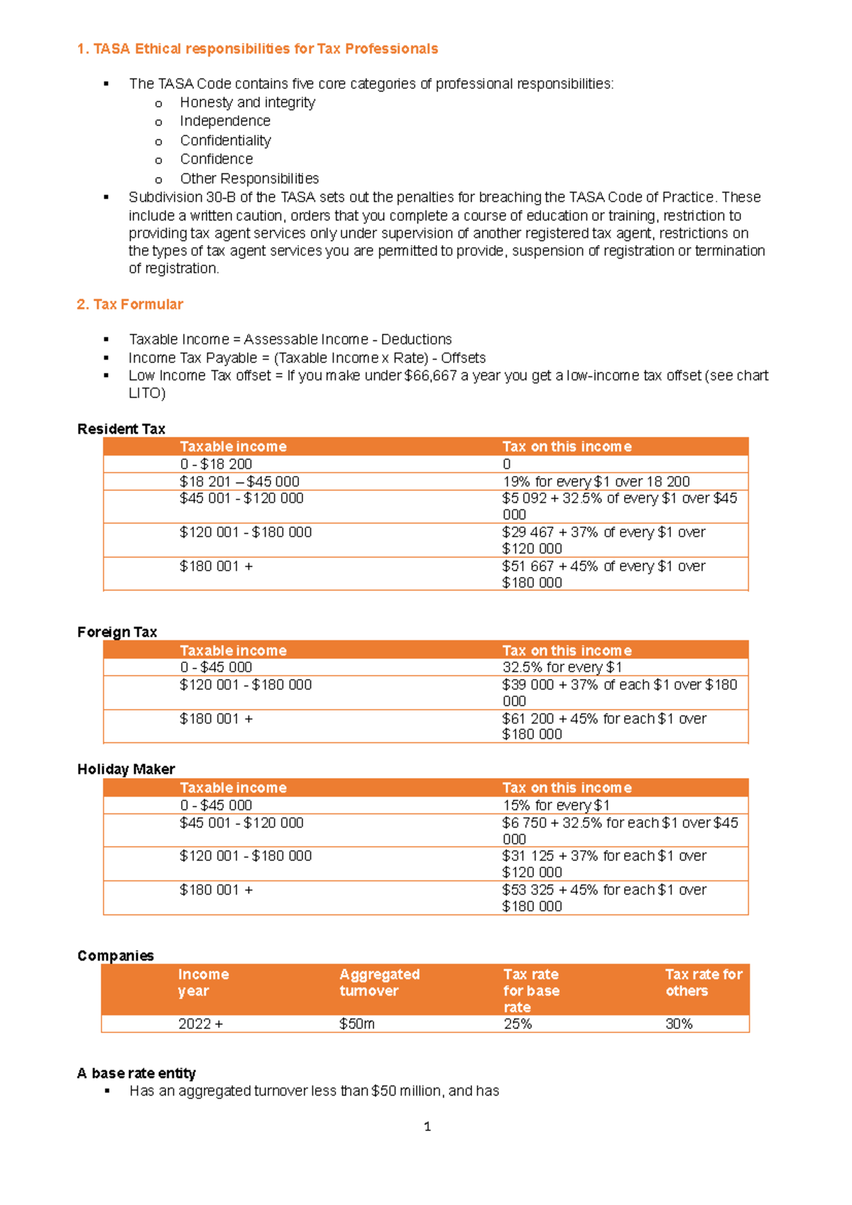 Taxation 1 Lecture 1 - Power point notes organised into a word document ...