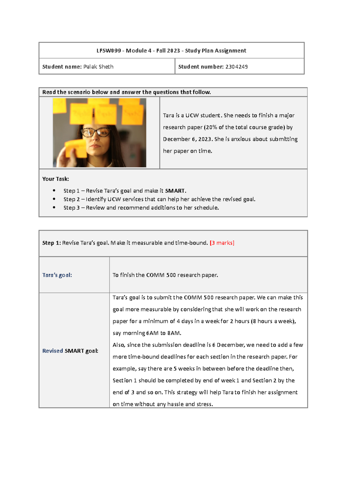 Study Plan Assignment LSFW 099 - LFSW099 - Module 4 - Fall 2023 - Study ...