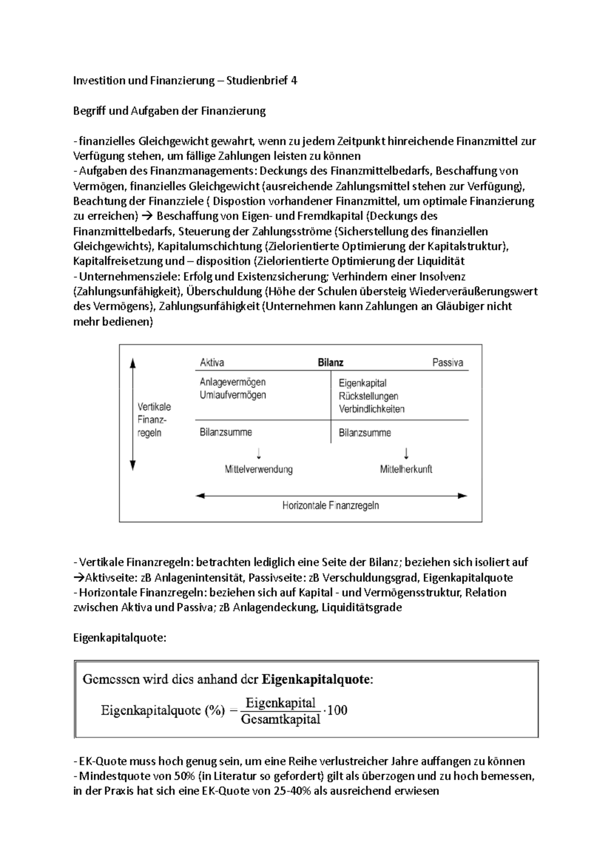 Investition Und Finanzierung Lernzettel SB4 - Investition Und ...