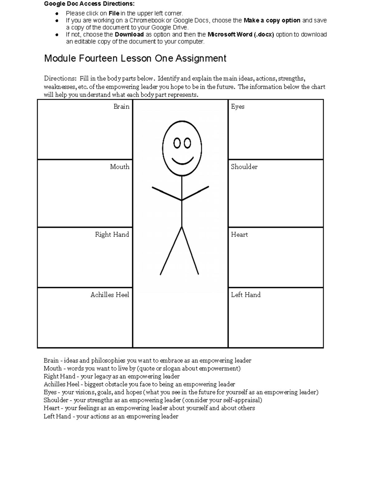 Module Fourteen Lesson One Assignment - Google Doc Access Directions ...