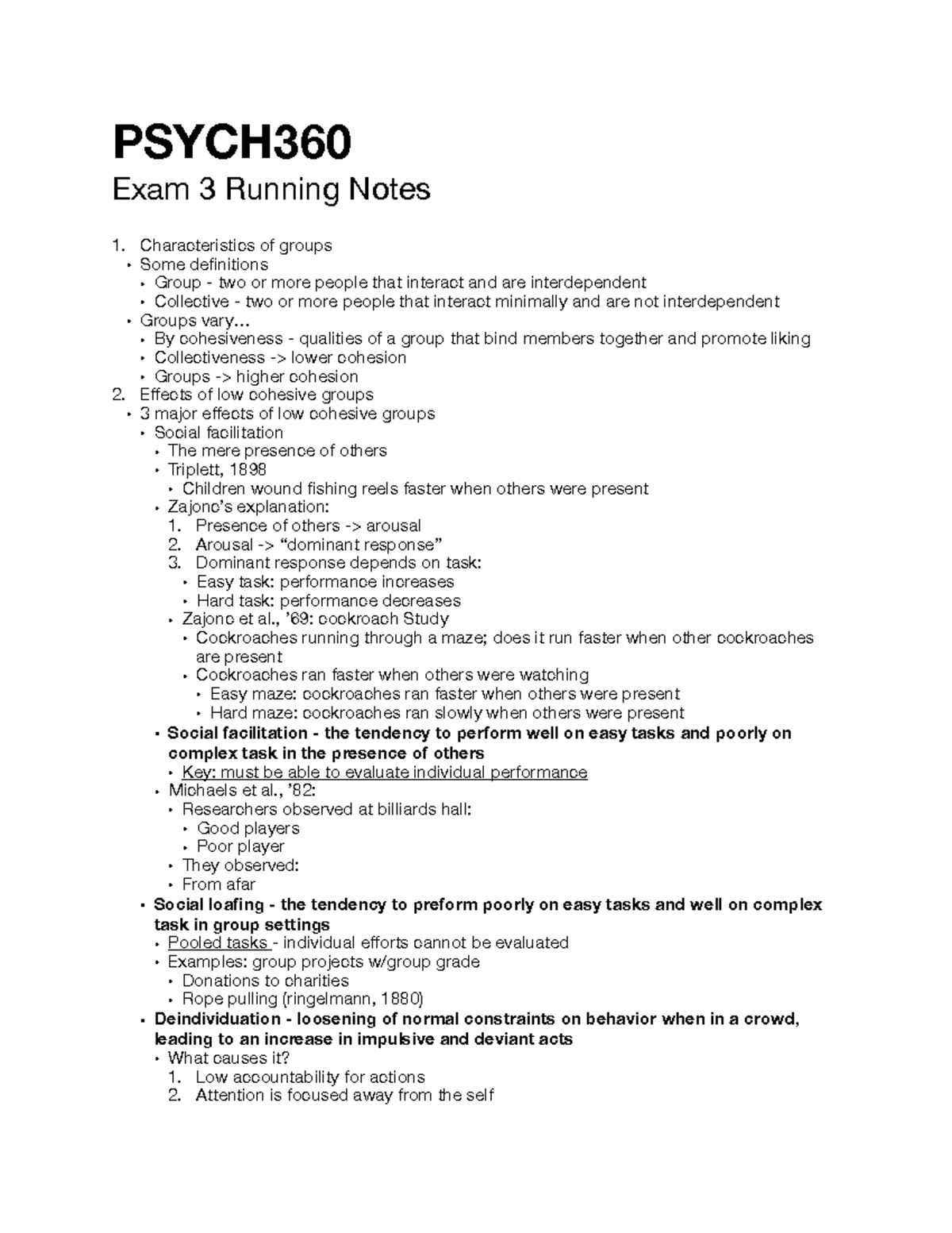 PSYC360 Running Notes 3 - PSYCH Exam 3 Running Notes Characteristics of ...