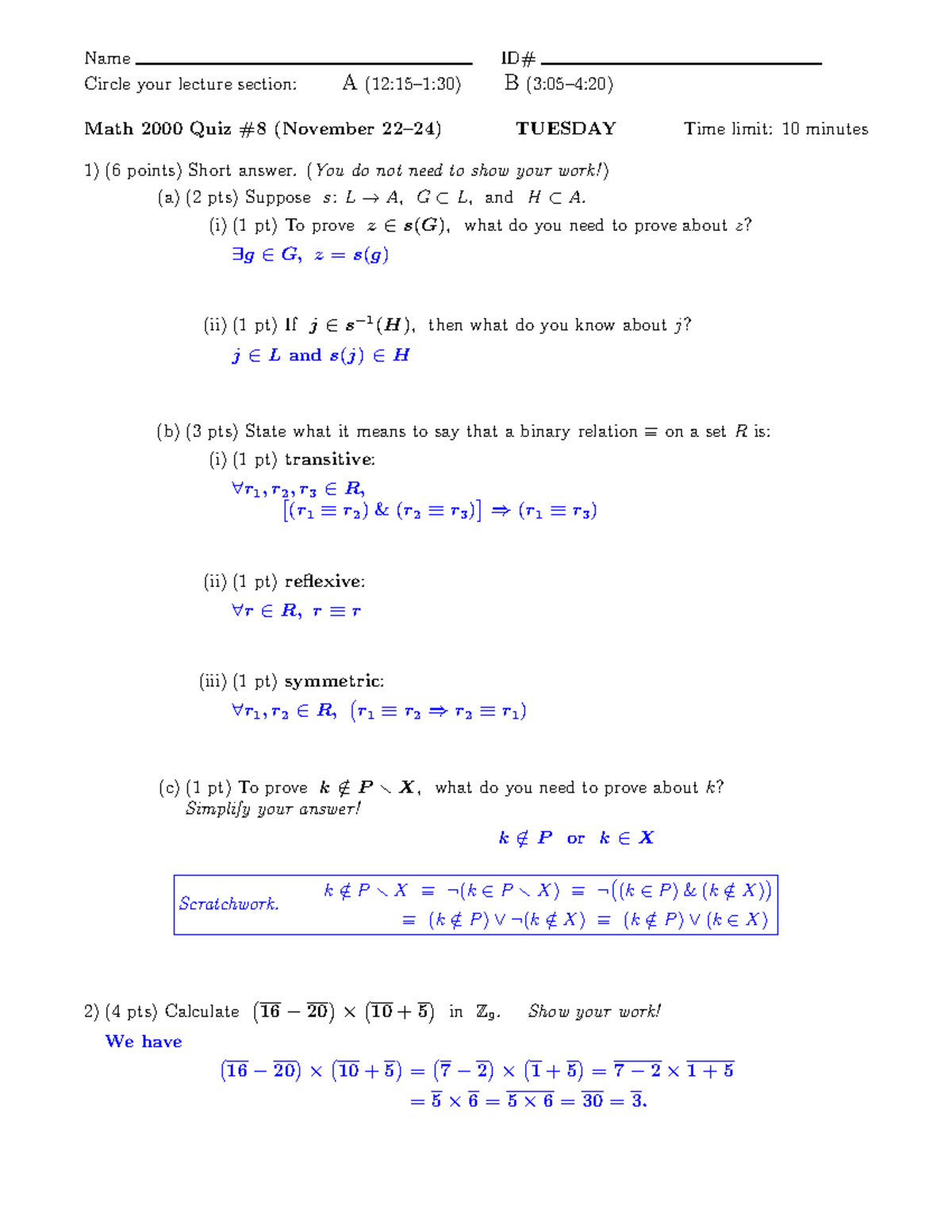 Quiz 8 Questions Answers Math 00 Mathematical Concepts U Of Studocu