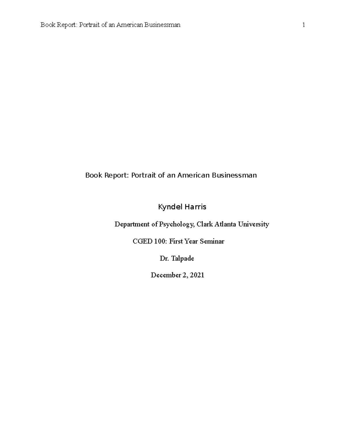 Portrait of an American Businessman book report - Book Report: Portrait ...