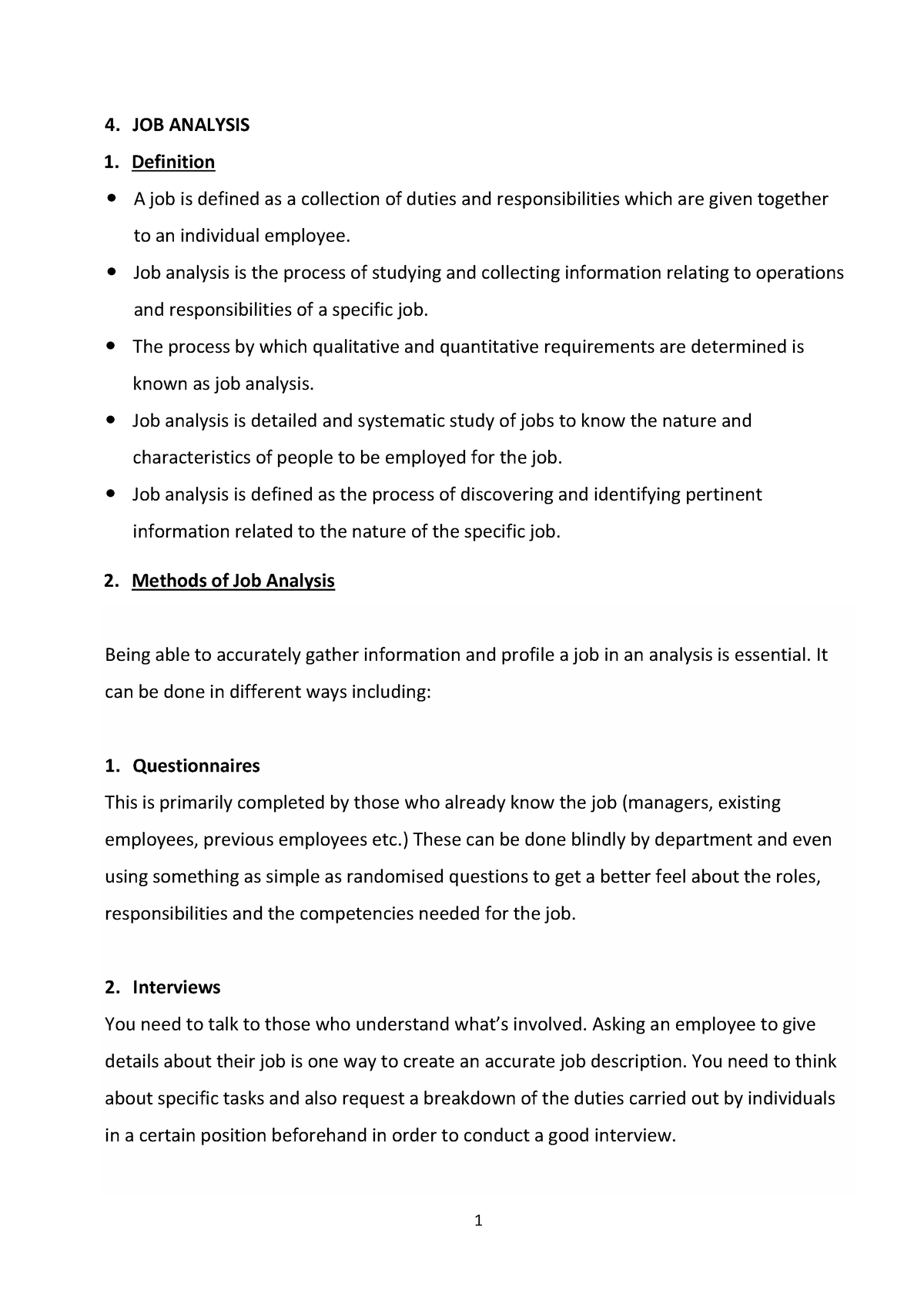 4. JOB Analysis - 4. JOB ANALYSIS Definition A job is defined as a ...