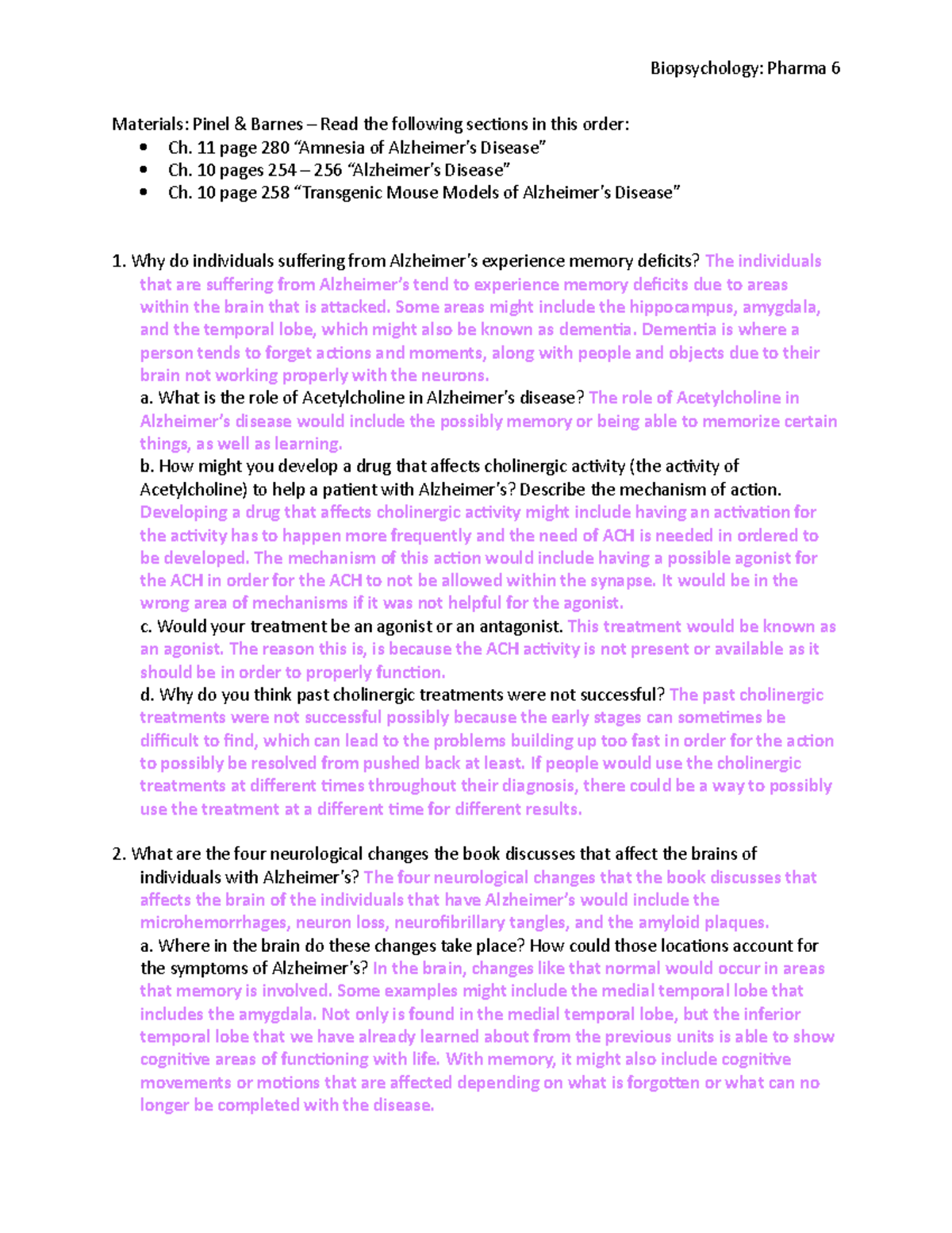 Endo 1 notes for first endo 1 p.g and questions Biopsychology
