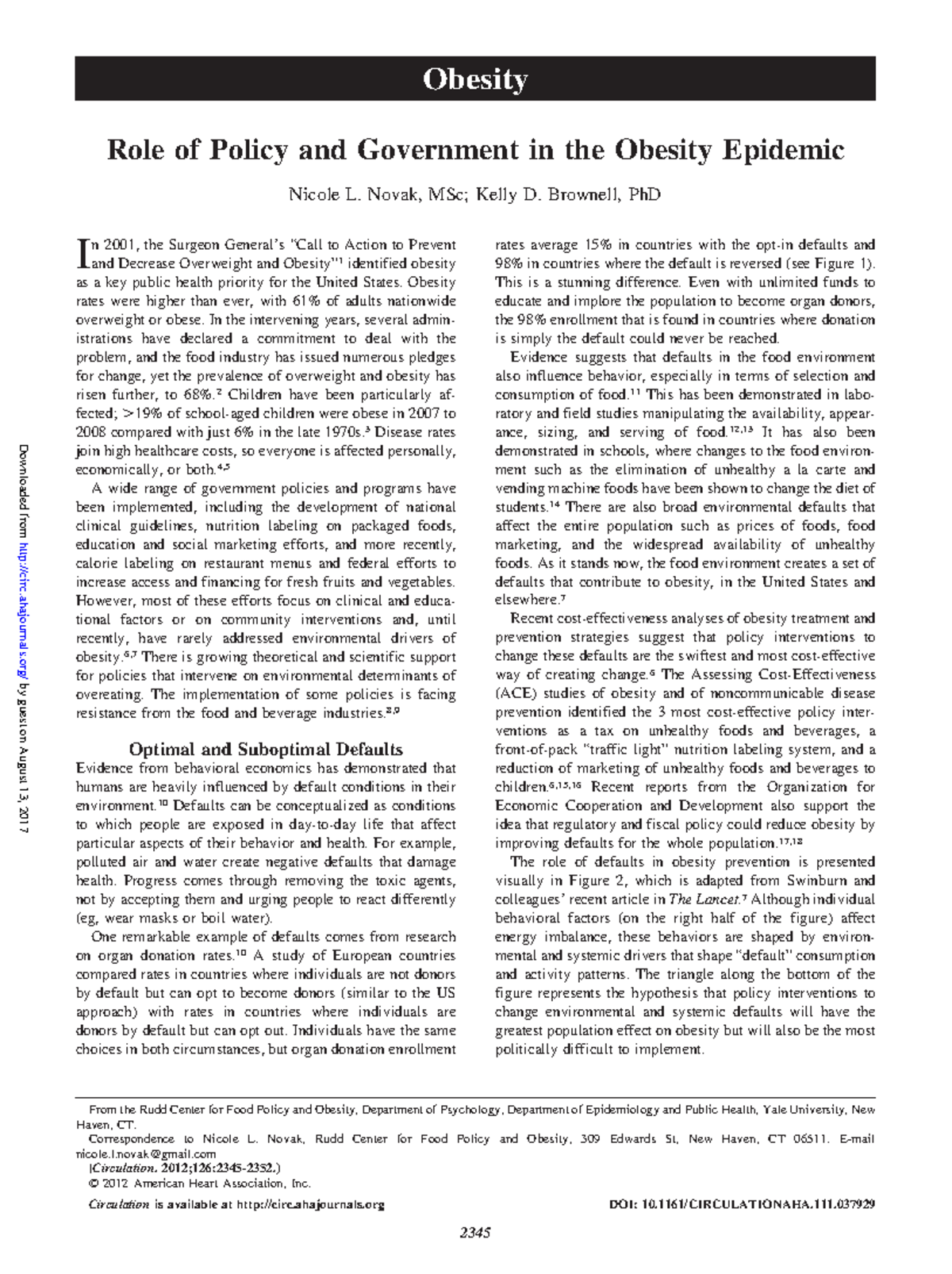 role of policy and government in the obesity epidemic