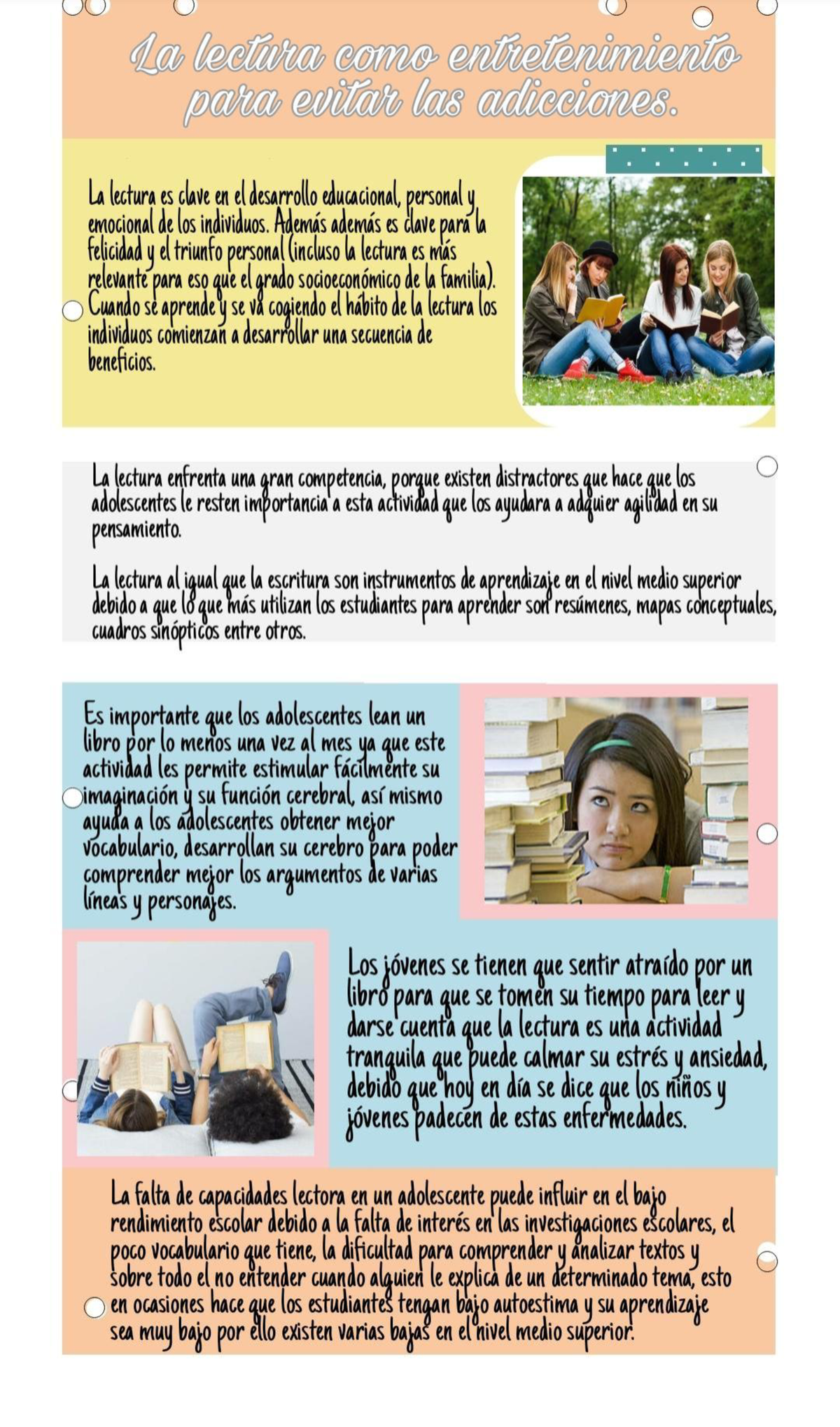 Infografía, “La lectura como entretenimiento para evitar las adicciones” -  Literarura - Studocu