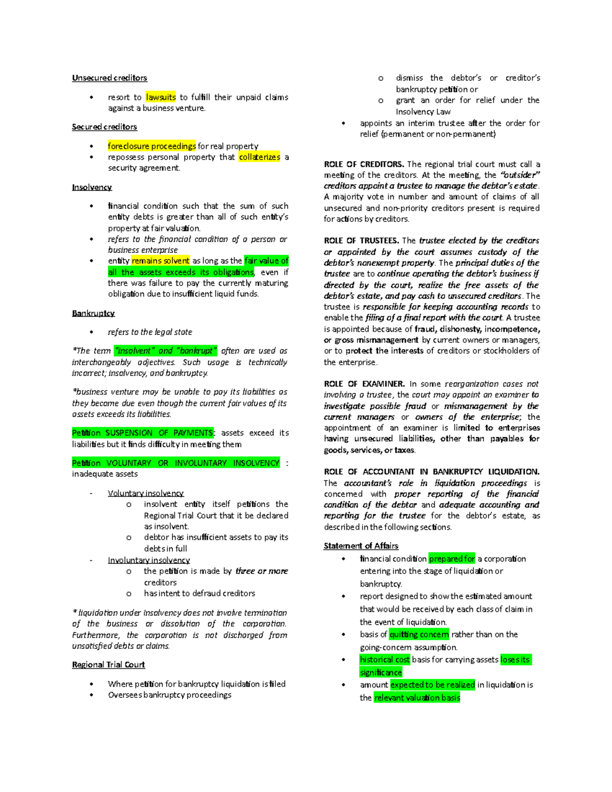 Special Transactions - Unsecured creditors resort to lawsuits to ...