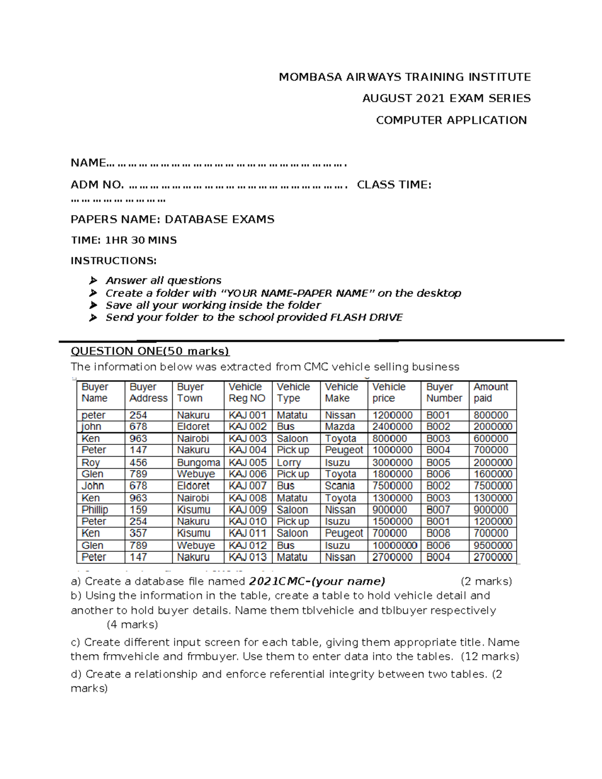 Database Systems - INFO TECH - MOMBASA AIRWAYS TRAINING INSTITUTE ...