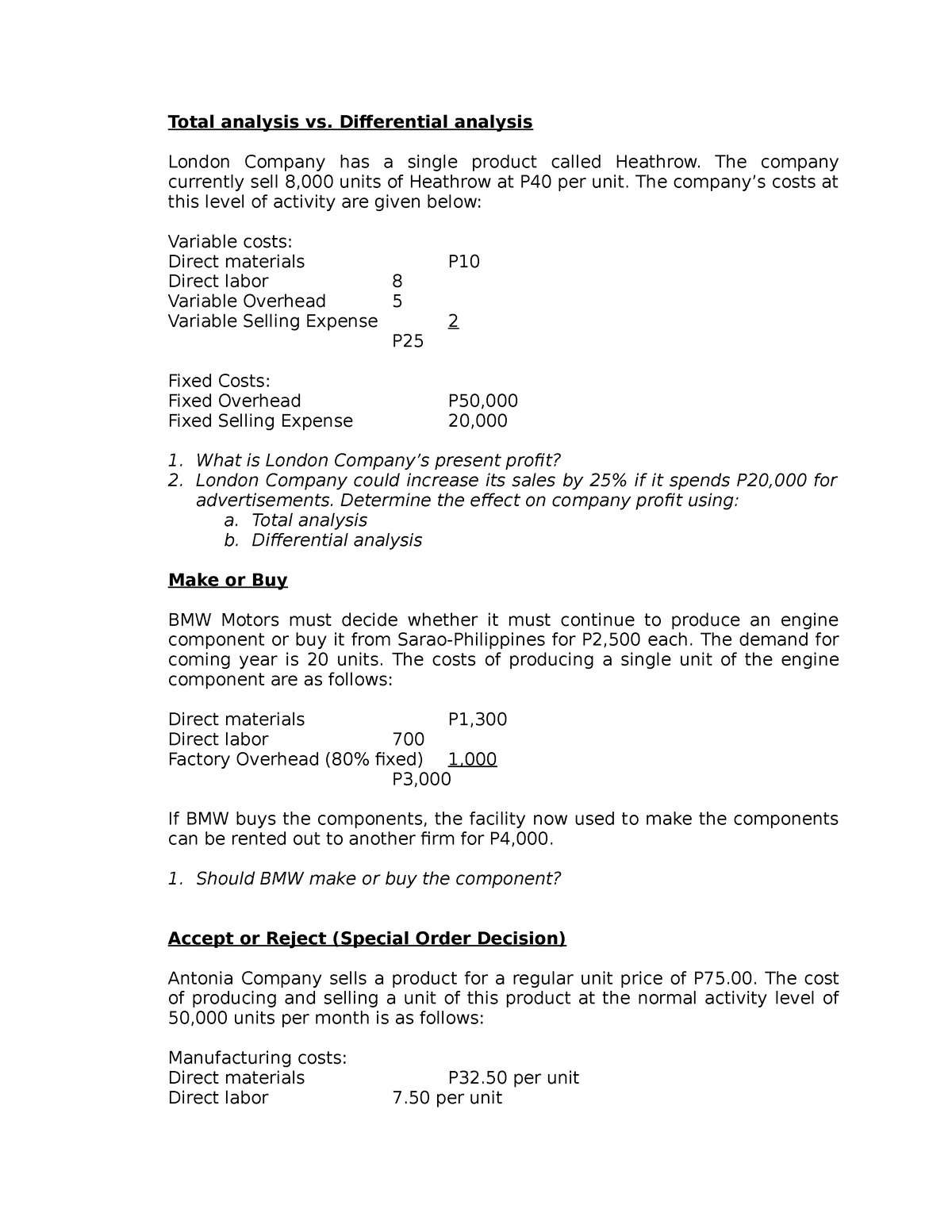 assignment costing hdl