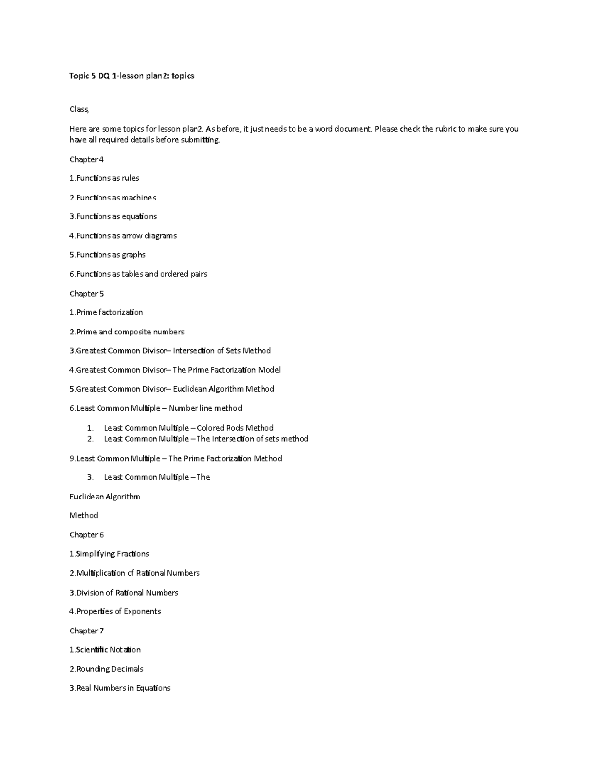 Lesson plan 2 MAT 150 - Topic 5 DQ 1-lesson plan2: topics Class, Here ...