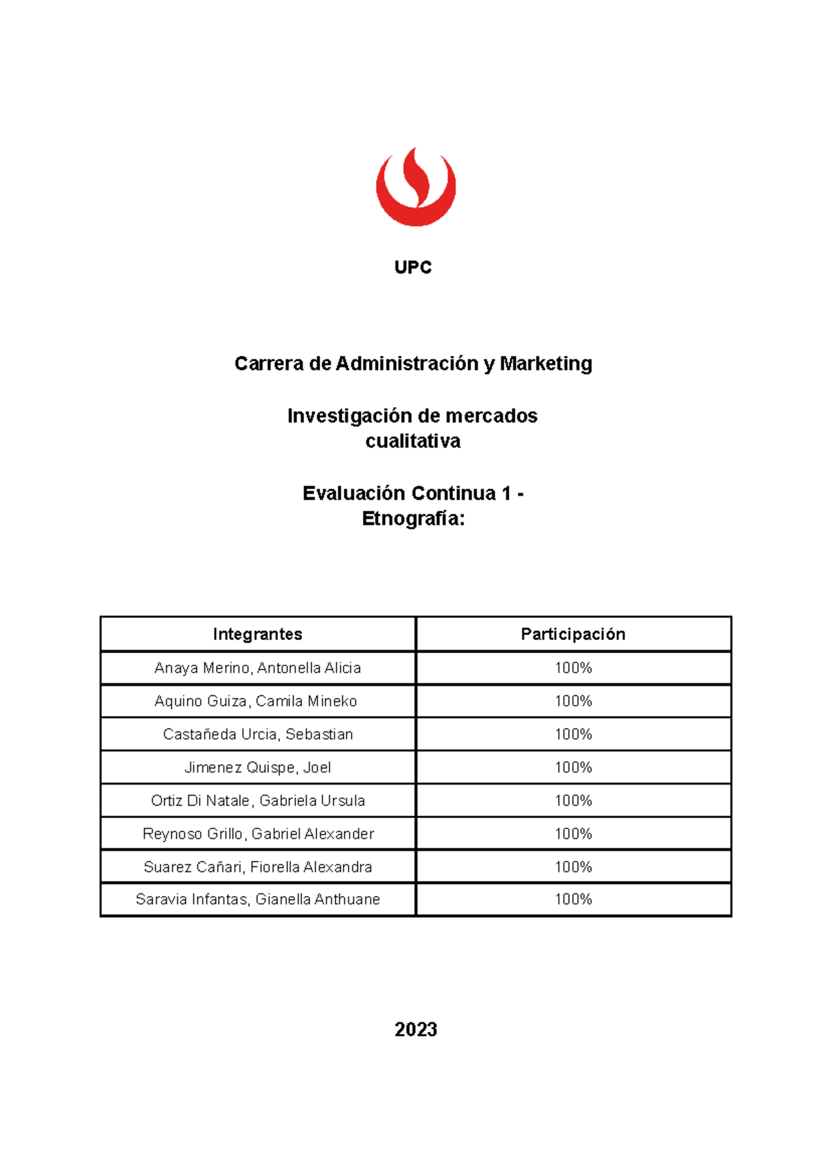Ficha Etnográfica - Informe - UPC Carrera de Administración y Marketing ...