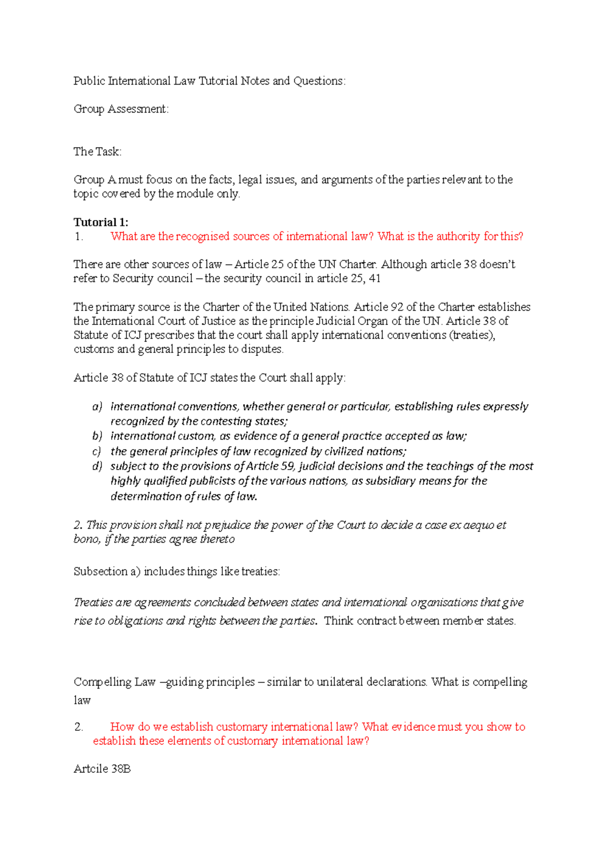 Public International Law Tutorial Notes and Questions copy - Public ...
