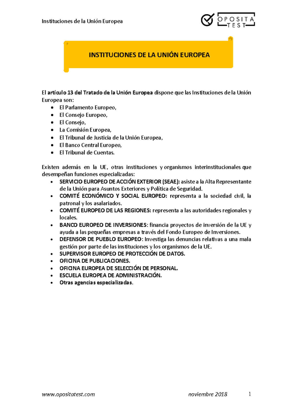 Instituciones de la union europea - Instituciones de la Europea ...