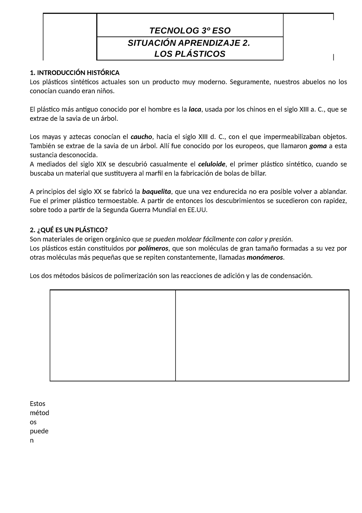 1 Qué és Un Plástico Apunts Plàstic Tecnolog 3º Eso SituaciÓn Aprendizaje 2 Los PlÁsticos 4745