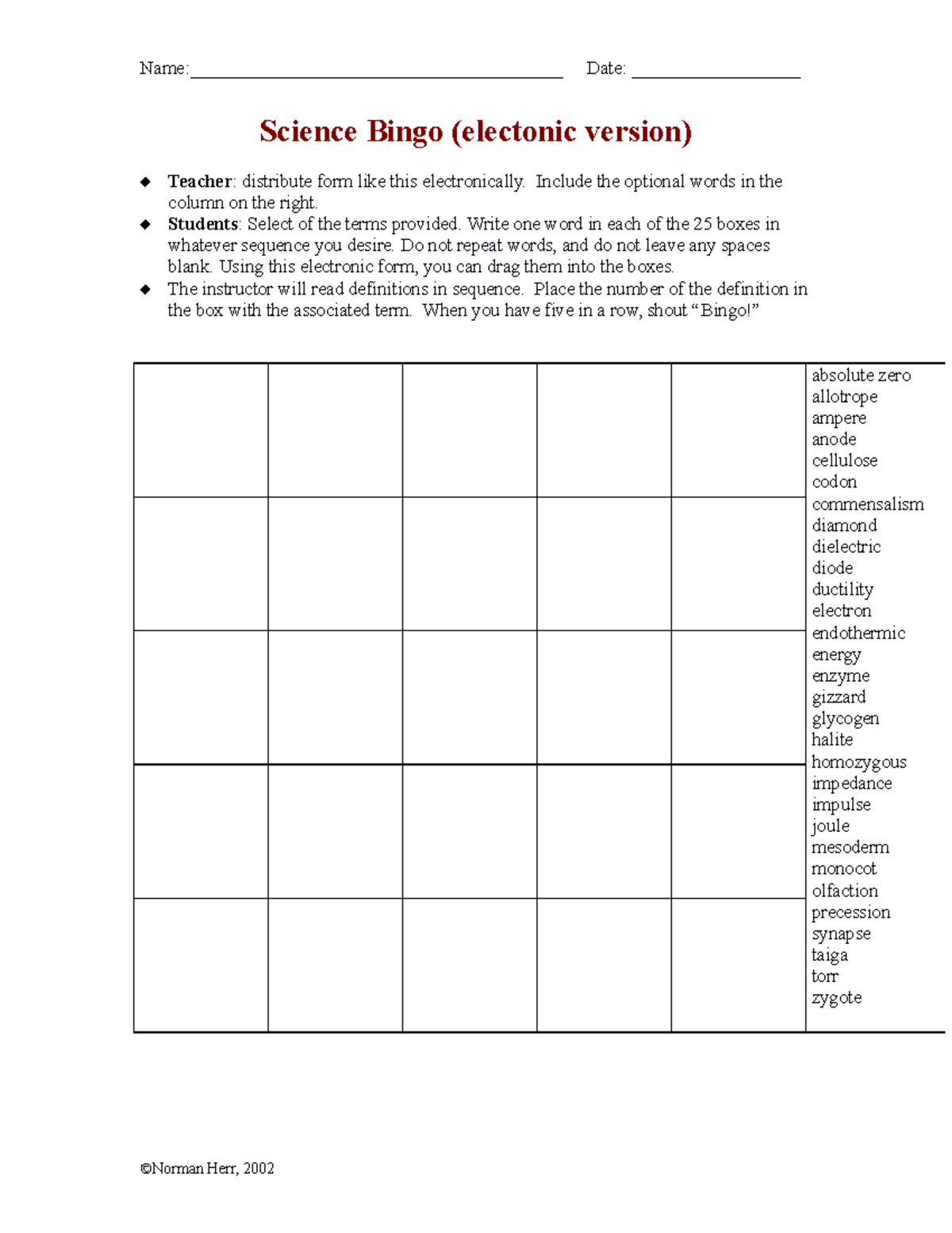 Bingo demoform interactive classroom games name