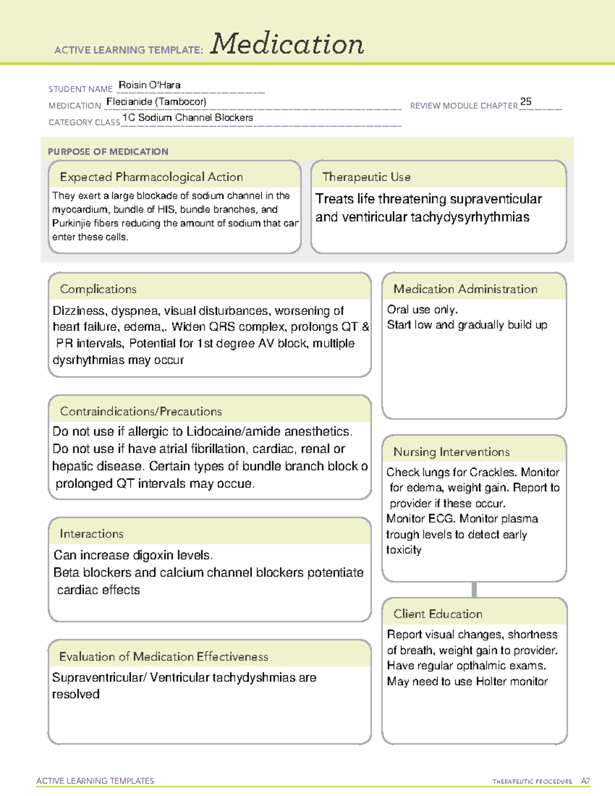 Flecianide - Medication Template - ACTIVE LEARNING TEMPLATES ...