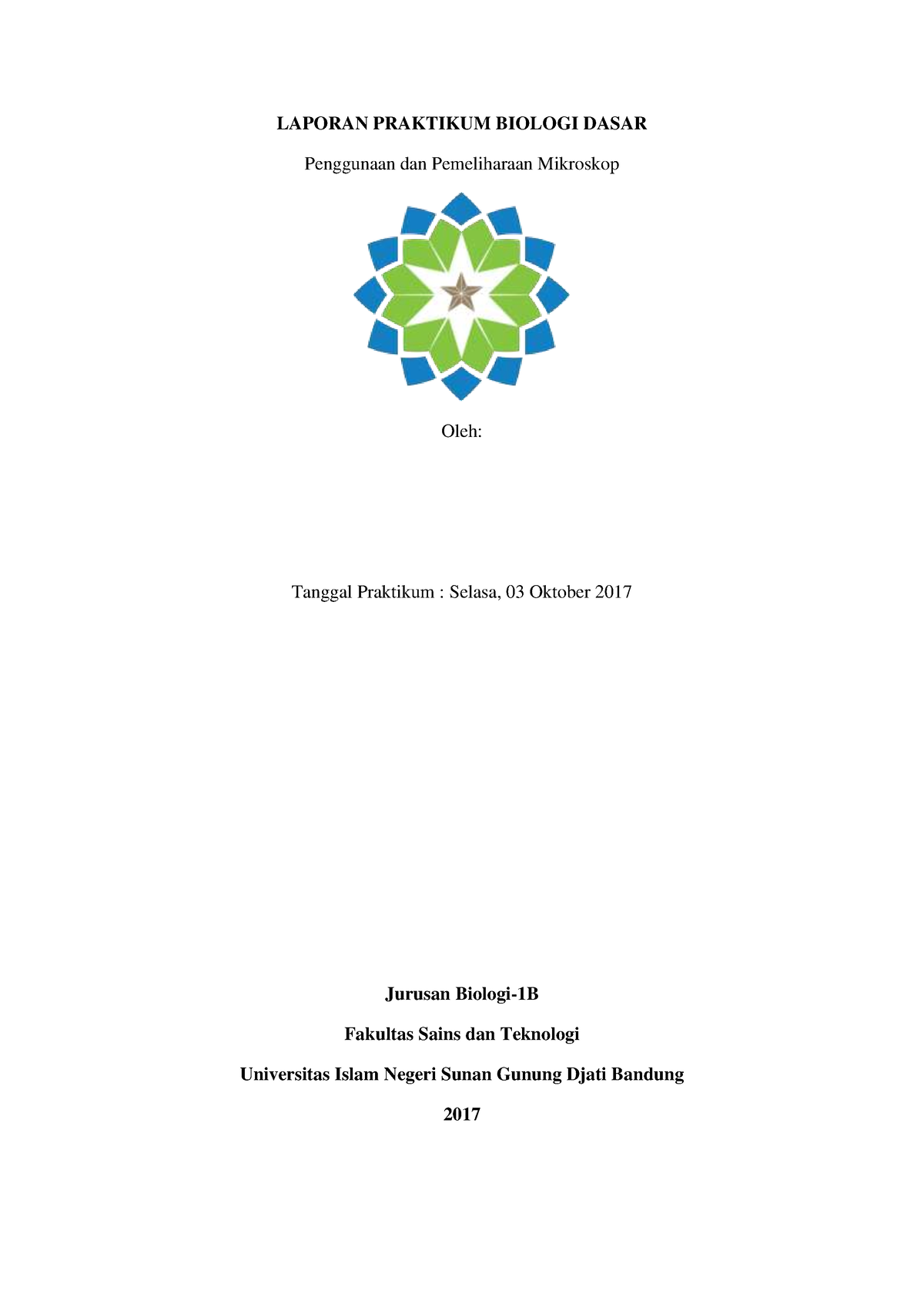 Laporan Praktikum Biologi - Penggunaan Dan Pemeliharaan Mikroskop ...